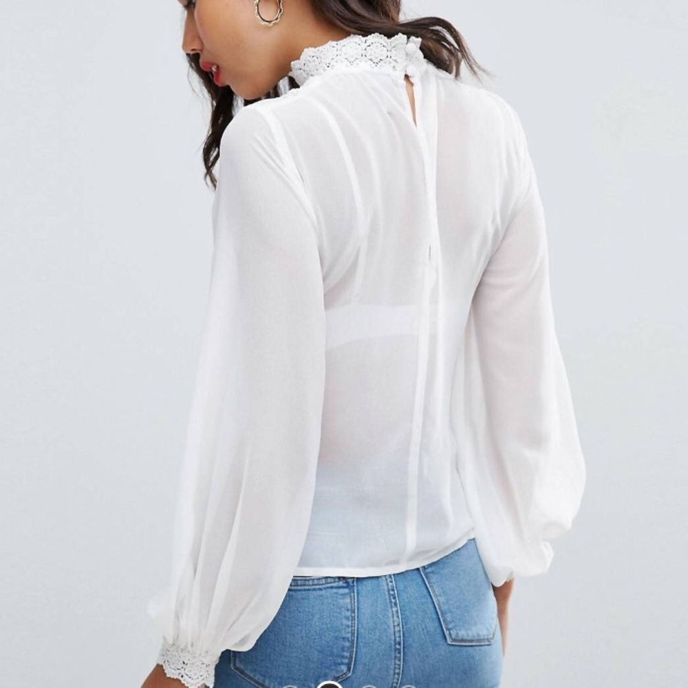 ASOS High Neck Sheer Blouse - Picture 6 of 6